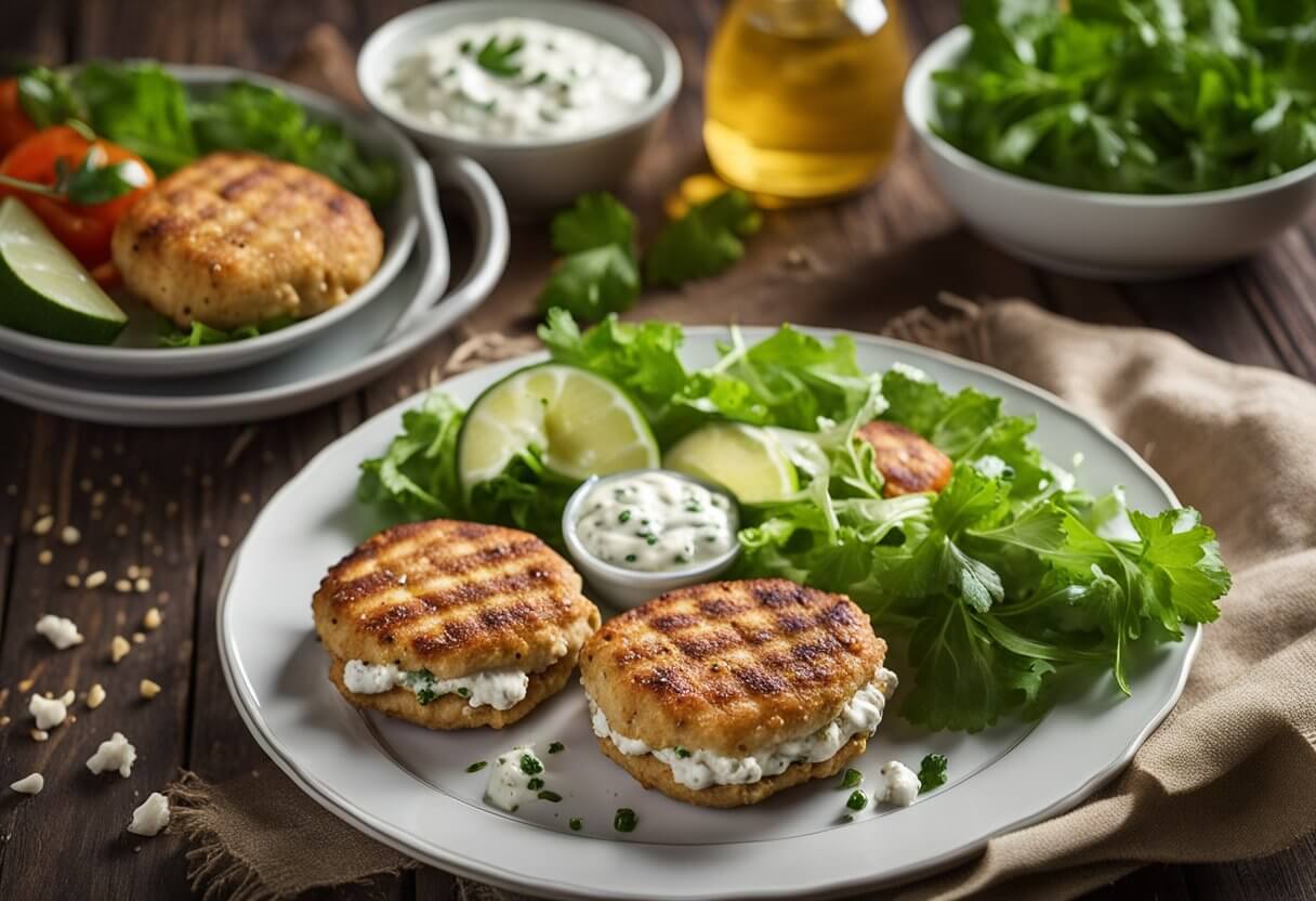 Kreikkalaiset Kana tzatziki jauhelihapihvit